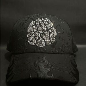 Dandy hats x Junior H “Sad boyz Crystals”Black Cap with Blue Embroidery